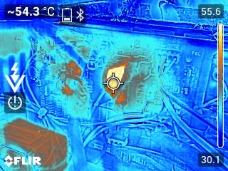 Thermal image revealing abnormal heat inside electrical equipment
